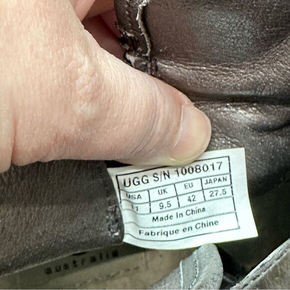 UGG Emalie stout brown leather bootie boot sherpa insole women's 11 sn 1008017 - Picture 8 of 9